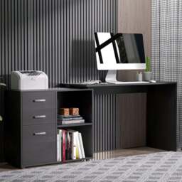 Portland Rotating Office Desk Black - Size: 117 x 83 x 76cm - Wilko