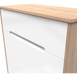Crowndale Monaco 4 Drawer White Gloss and Bardolino Oak Deep Chest of Drawers Ready Assembled - White Gloss & Bardolino Oak - Wilko - thumbnail 6