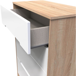 Crowndale Monaco 4 Drawer White Gloss and Bardolino Oak Deep Chest of Drawers Ready Assembled - White Gloss & Bardolino Oak - Wilko - thumbnail 7
