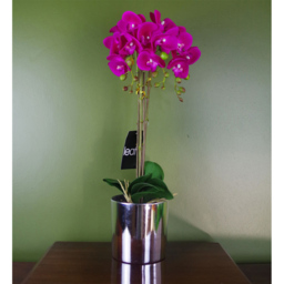 Botanik Dark Pink Orchid Artificial Plant in Silver Pot 52cm - Size: 52 x 20 x 30cm - Wilko - thumbnail 3