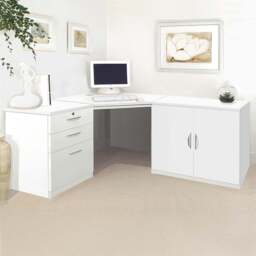 R White Cabinets 2 Door 3 Drawer White Set-13 Corner Desk - Size: 72.8 x 179 x 141.9cm - Wilko - thumbnail 1