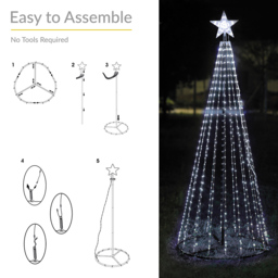 The Christmas Workshop 573 LED White Outdoor Cone Tree 6ft - Wilko - thumbnail 7