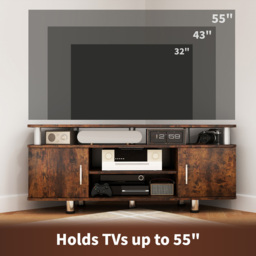 HOMCOM 2 Door Rustic Brown TV Unit Cabinet - Size: 52.0 cm x 39.5 cm x 120.0 cmcm - Wilko - thumbnail 7
