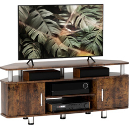 HOMCOM 2 Door Rustic Brown TV Unit Cabinet - Size: 52.0 cm x 39.5 cm x 120.0 cmcm - Wilko - thumbnail 3