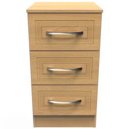 Crowndale Dorset 3 Drawer Modern Oak Bedside Cabinet Ready Assembled - Wood - Wilko - thumbnail 4