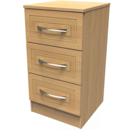 Crowndale Dorset 3 Drawer Modern Oak Bedside Cabinet Ready Assembled - Wood - Wilko - thumbnail 3