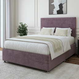 Bedmaster Single Mauve Naples Linen Divan Base with Valencia Headboard - Brown - Wilko