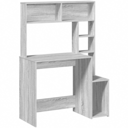 vidaXL 6 Shelf Computer Desk Grey Sonoma - Size: 140 x 100 x 45cm - Wilko - thumbnail 3