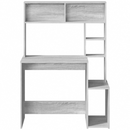vidaXL 6 Shelf Computer Desk Grey Sonoma - Size: 140 x 100 x 45cm - Wilko - thumbnail 4