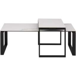 Florence Katrine White Ceramic Akranes Top Coffee Table Set of 2 - Black - Furniture To Go - Wilko - thumbnail 4