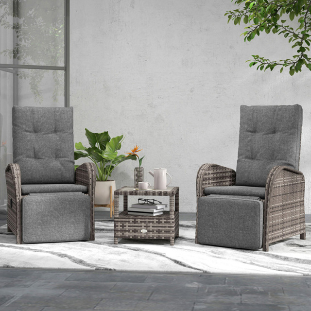Outsunny 2 Seater Rattan Wicker Chaise Lounge Sofa Set - Brown - Wilko - image 1
