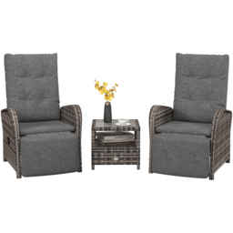 Outsunny 2 Seater Rattan Wicker Chaise Lounge Sofa Set - Brown - Wilko - thumbnail 3