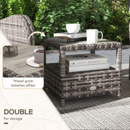 Outsunny 2 Seater Rattan Wicker Chaise Lounge Sofa Set - Brown - Wilko - thumbnail 7