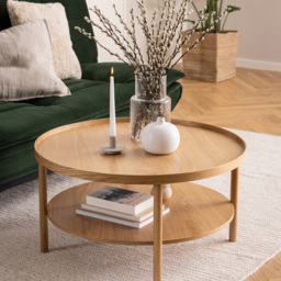 Florence Banbury Single Shelf Round Oak Coffee Table - Size: 42 x 80 x 80cm - Brown - Furniture To Go - Wilko - thumbnail 7