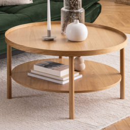 Florence Banbury Single Shelf Round Oak Coffee Table - Size: 42 x 80 x 80cm - Brown - Furniture To Go - Wilko - thumbnail 1