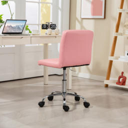 HOMCOM Pink Vanity Chair with Rolling Wheels - Size: Single - Wilko - thumbnail 4