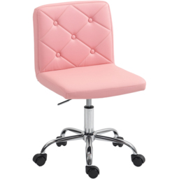 HOMCOM Pink Vanity Chair with Rolling Wheels - Size: Single - Wilko - thumbnail 3