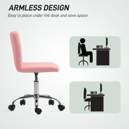 HOMCOM Pink Vanity Chair with Rolling Wheels - Size: Single - Wilko - thumbnail 7