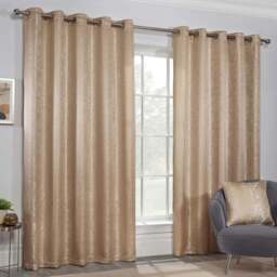 Divante Serene Champagne Jacquard Eyelet Curtains 229 x 229cm - Size: W 229 x D 229cm - Wilko