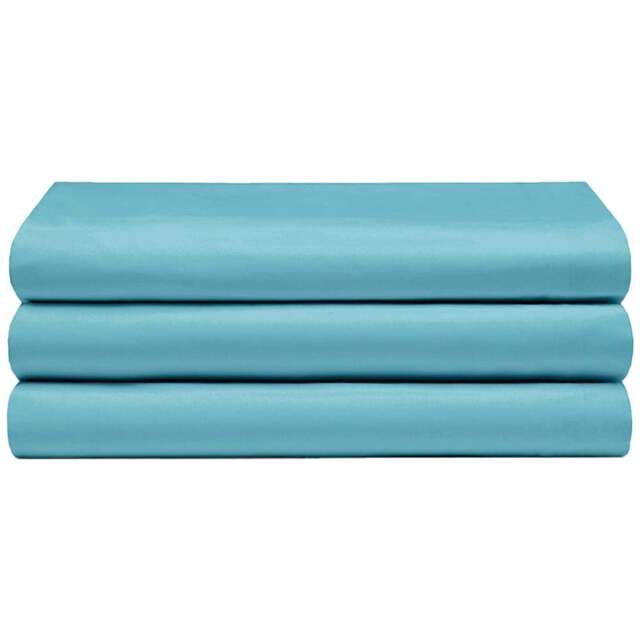 Serene Double Teal Flat Bed Sheet - Blue - Wilko - image 1