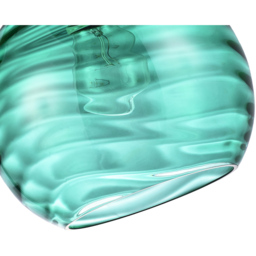 Happy Homewares Circular Ribbed Emerald Green Glass Non Electric Pendant Shade - Size: 18 x 20 x 20cm - Wilko - thumbnail 4