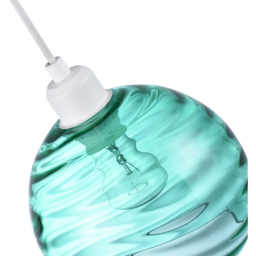 Happy Homewares Circular Ribbed Emerald Green Glass Non Electric Pendant Shade - Size: 18 x 20 x 20cm - Wilko - thumbnail 6