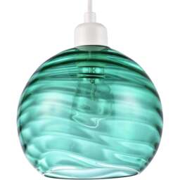 Happy Homewares Circular Ribbed Emerald Green Glass Non Electric Pendant Shade - Size: 18 x 20 x 20cm - Wilko