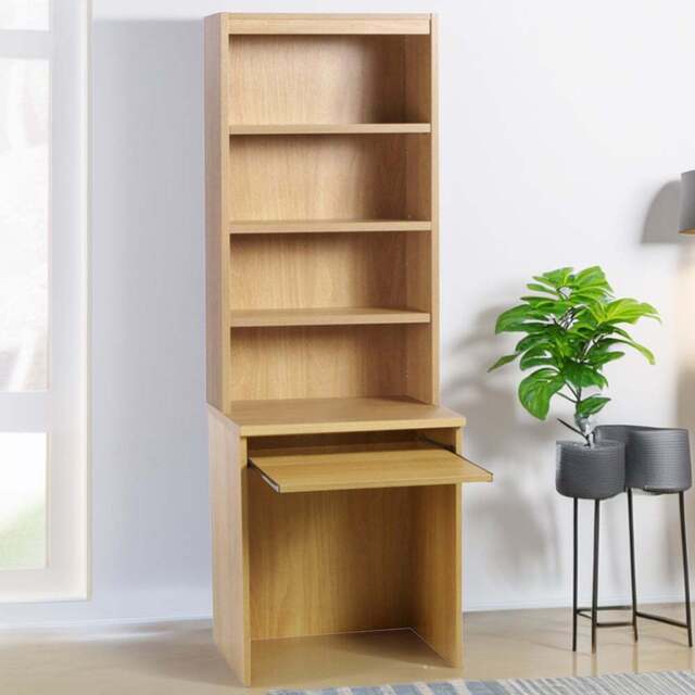 R White Cabinets 4 Shelf Small Laptop Desk with Keyboard Tray and Hutch Brown - Size: 182.8 x 60 x 54cm - Wilko - image 1