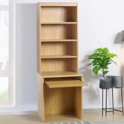 R White Cabinets 4 Shelf Small Laptop Desk with Keyboard Tray and Hutch Brown - Size: 182.8 x 60 x 54cm - Wilko - thumbnail 1
