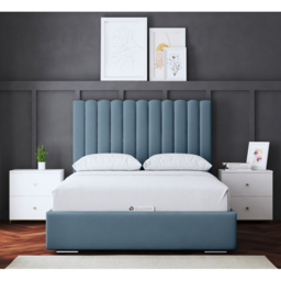 DS Living Evangeline Double Blue Upholstered Bed Frame with Headboard - Wilko - thumbnail 5