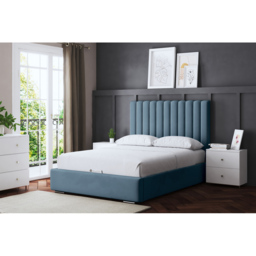 DS Living Evangeline Double Blue Upholstered Bed Frame with Headboard - Wilko - thumbnail 6