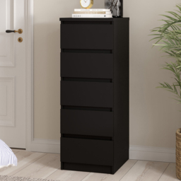 Florence 5 Drawer Matt Black Narrow Chest of Drawers - Furniture to Go - Wilko - thumbnail 1