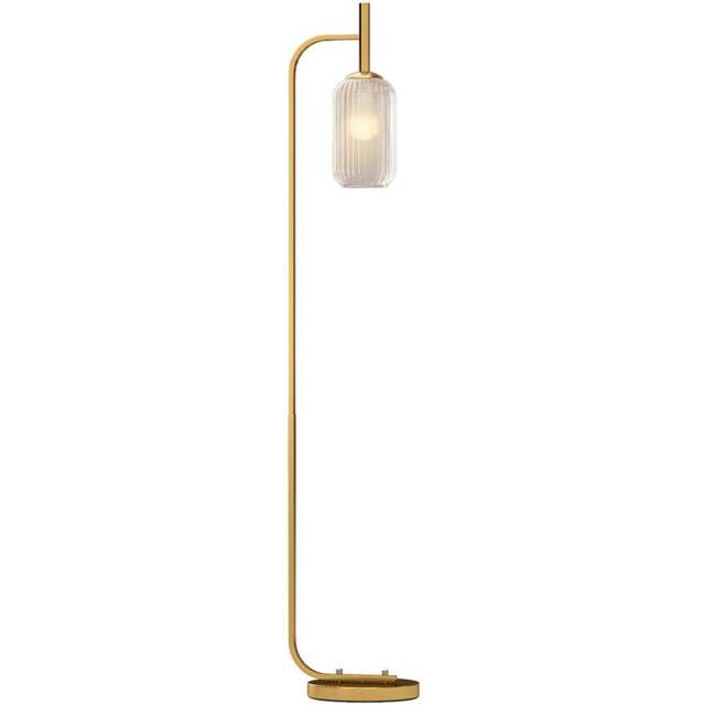 HOMCOM Glass Lampshade Gold Floor Lamp with Foot Switch - Size: 24 x 37 x 99cm - Gold Tone - Wilko - image 1