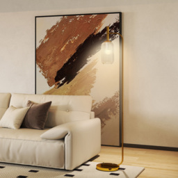 HOMCOM Glass Lampshade Gold Floor Lamp with Foot Switch - Size: 24 x 37 x 99cm - Gold Tone - Wilko - thumbnail 5
