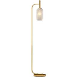 HOMCOM Glass Lampshade Gold Floor Lamp with Foot Switch - Size: 24 x 37 x 99cm - Gold Tone - Wilko