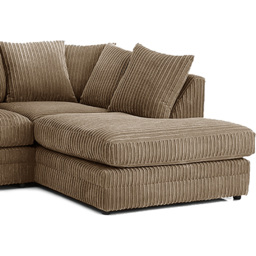 Portland Luxor 4 Seater Coffee Jumbo Cord Right Hand L Shape Corner Sofa - Brown - Wilko - thumbnail 4
