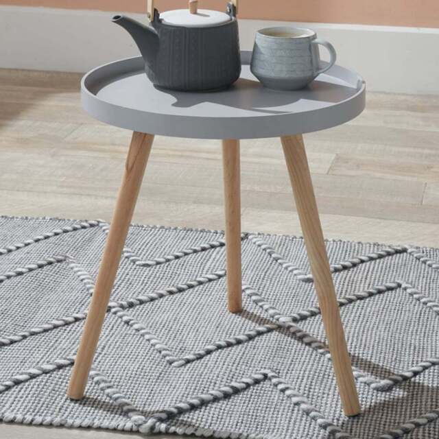 Pacific Lifestyle Halston Light Grey Wood Veneer and Natural Pine Wood Side Table - Wilko - image 1