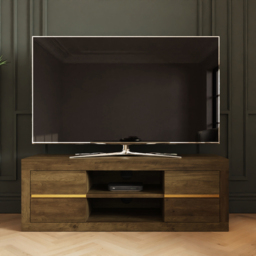 GFW Astley 4 Drawer 2 Open Shelf Knotty Oak TV Unit - Size: 45 x 130 x 39cm - Brown - Wilko - thumbnail 7