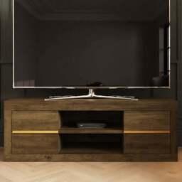 GFW Astley 4 Drawer 2 Open Shelf Knotty Oak TV Unit - Size: 45 x 130 x 39cm - Brown - Wilko