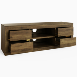 GFW Astley 4 Drawer 2 Open Shelf Knotty Oak TV Unit - Size: 45 x 130 x 39cm - Brown - Wilko - thumbnail 4