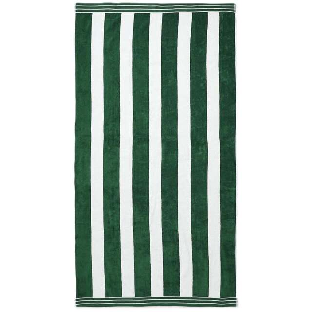 Allure Bath Fashions Jumbo Cabana Cotton Khaki Green Stripe Beach Towel - Size: 100 x 180cm - Wilko - image 1