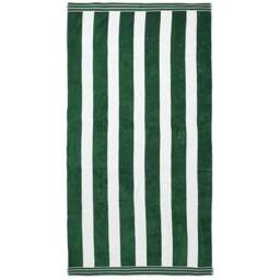 Allure Bath Fashions Jumbo Cabana Cotton Khaki Green Stripe Beach Towel - Size: 100 x 180cm - Wilko