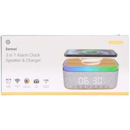 Sensei 3 in 1 Alarm Clock Speaker and Charger - Wilko - thumbnail 1