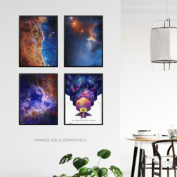 Artery8 NASA James Webb Space Telescope Carina Nebula Stars Wall Art Print 30 x 41cm 4 Pack - Size: 40.5 x 30.5 x 0.3cm - Blue - Wilko - thumbnail 4