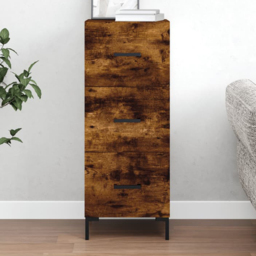 vidaXL 3 Drawer Smoked Oak Slim Sideboard - Size: 90 x 34.5 x 34cm - Brown - Wilko