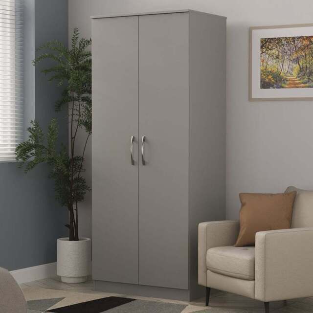 Crowndale Avon 2 Door Dusk Grey Wardrobe Ready Assembled - Wilko - image 1