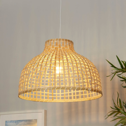 Lighting Collection Pelltis Large Bamboo Ceiling Lamp Shade - Size: 39 x 53 x 53cm - Natural - Wilko - thumbnail 3