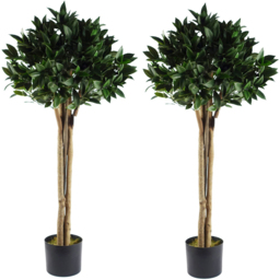 Leaf Buxus Laurel Bay Artificial Tree in Pot 4ft 2 Pack - Size: 120 x 50 x 50cm - Green - Wilko - thumbnail 1