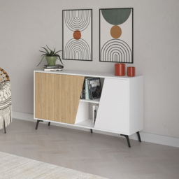 Decortie Fiona 3 Door 2 Shelf White and Oak Sideboard - Size: 82 x 150 x 35.6cm - Multi - Wilko - thumbnail 5
