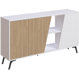 Decortie Fiona 3 Door 2 Shelf White and Oak Sideboard - Size: 82 x 150 x 35.6cm - Multi - Wilko - thumbnail 3